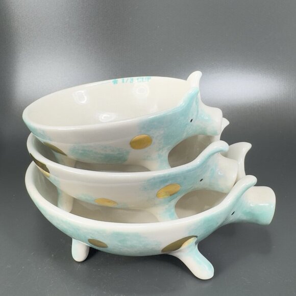 Anthropologie Nesting Pigs Measuring Cups Porcelain Set 1 Cup 1/2 Cup And 1/3 - Picture 9 of 13
